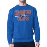 Edmonton Oilers Starter Mesh Look Team Name Logo Pullover Sweatshirt - Blue Sweatshirts