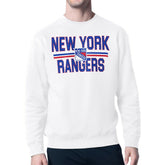 New York Rangers Starter Mesh Look Team Name Logo Pullover Sweatshirt - White Sweatshirts