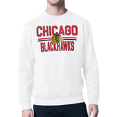 Chicago Blackhawks Starter Mesh Look Team Name Logo Pullover Sweatshirt - White Sweatshirts