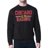 Chicago Blackhawks Starter Mesh Look Team Name Logo Pullover Sweatshirt - Black Sweatshirts