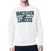 Vancouver Canucks Starter Mesh Look Team Name Logo Pullover Sweatshirt - White Sweatshirts