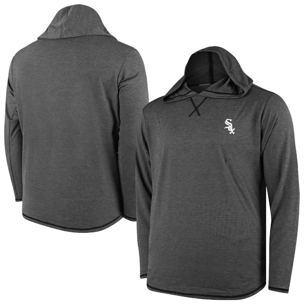 Chicago White Sox Butter Stripe Tri-Blend Long Sleeve Hoodie T-Shirt - Black