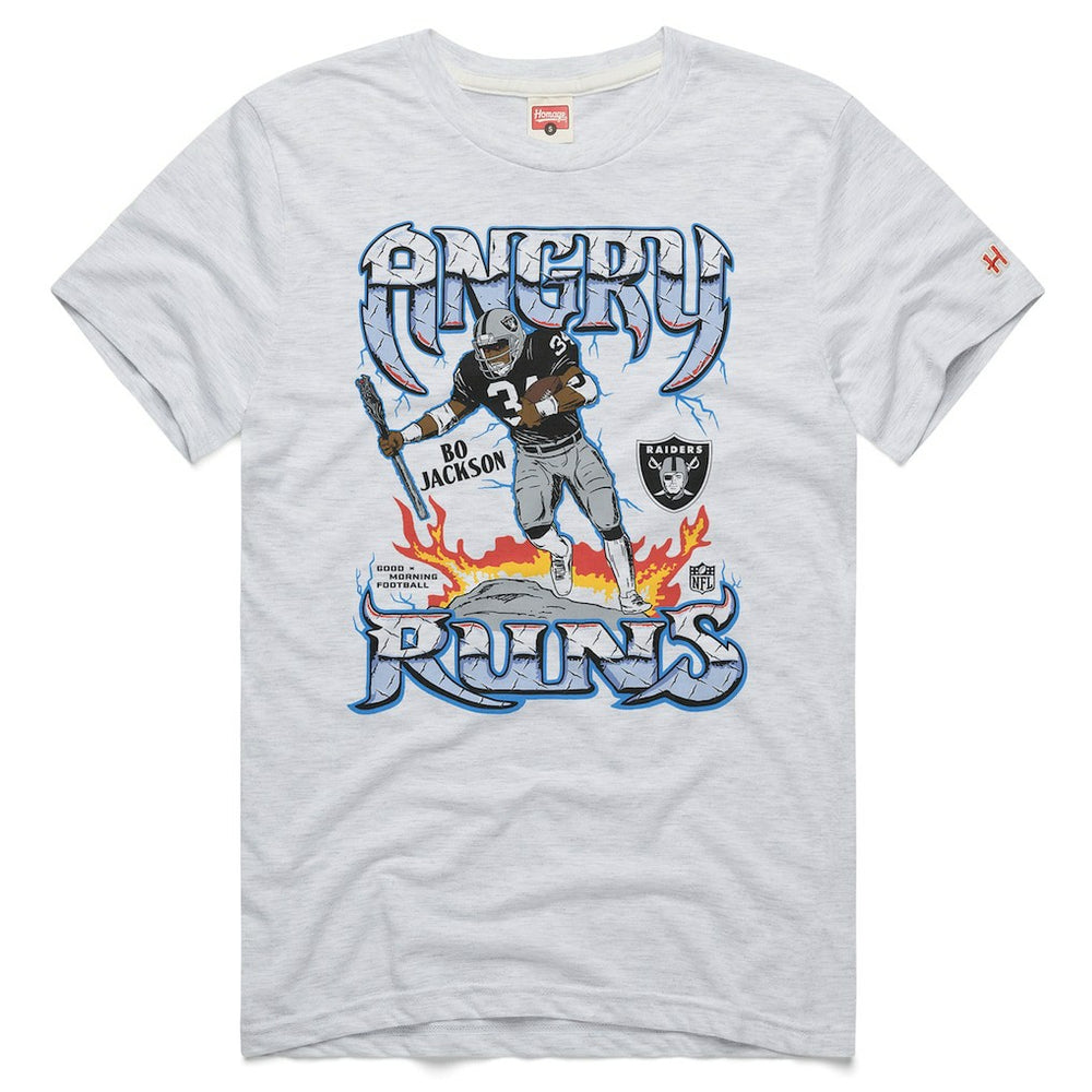 Bo Jackson Las Vegas Raiders Homage Unisex Retro Angry Runs Tri-Blend T-Shirt - Ash sale