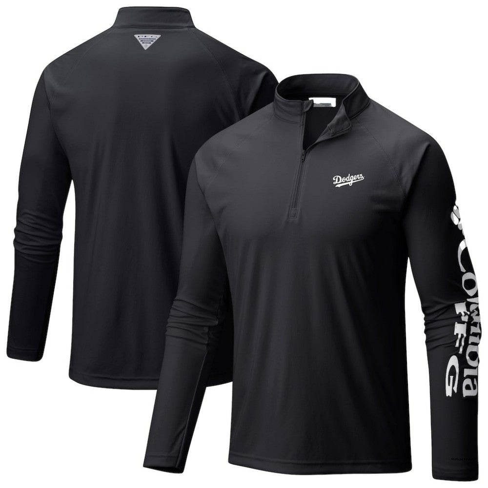 Los Angeles Dodgers Terminal Tackle Raglan Omni-Shade Quarter-Zip Pullover Top Black