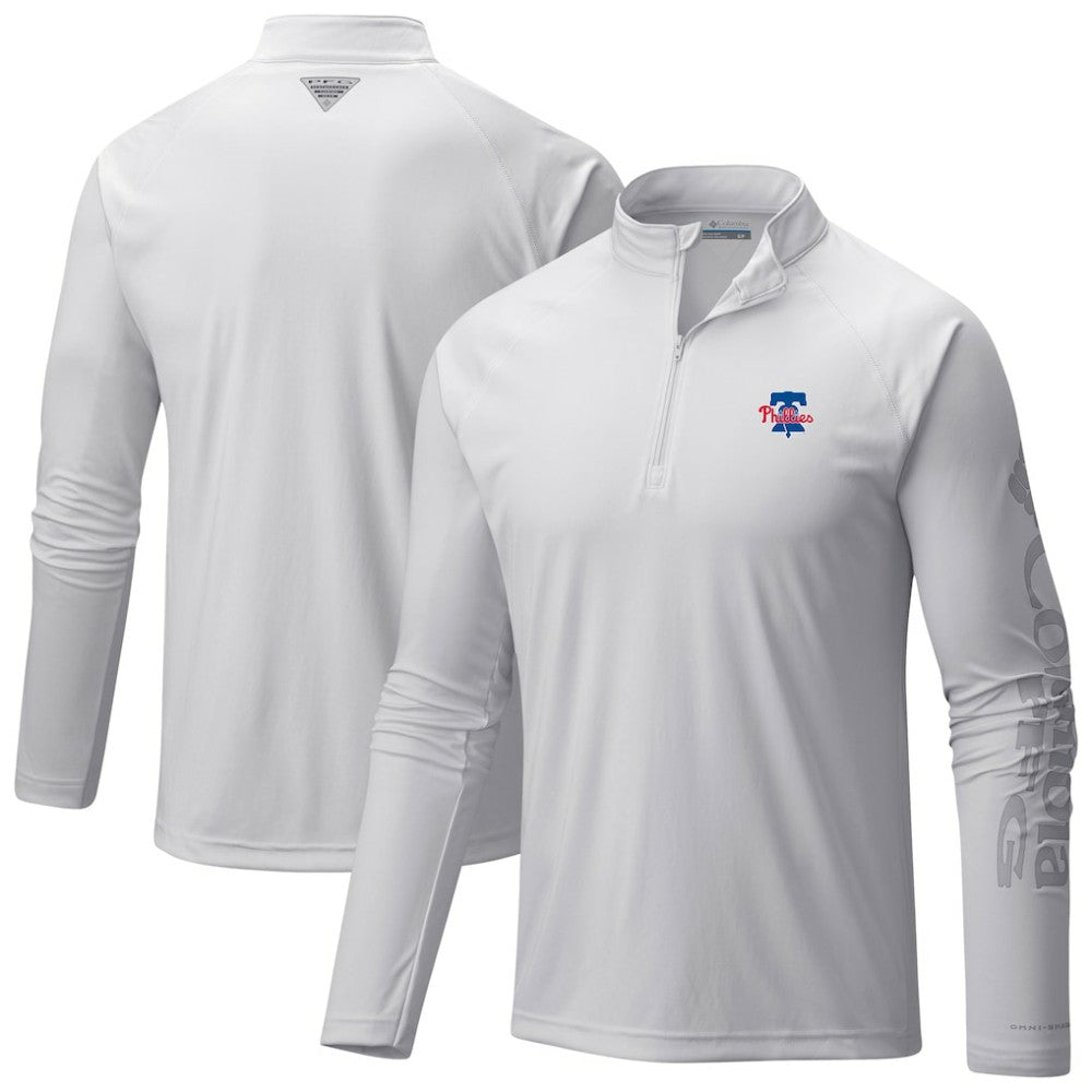 Philadelphia Phillies Terminal Tackle Raglan Omni-Shade Quarter-Zip Pullover Top White