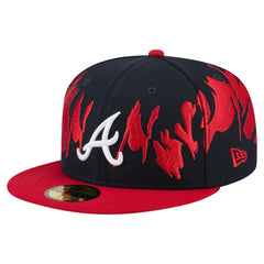 Atlanta Braves Retro Pattern 59FIFTY Fitted Hat Navy/Red