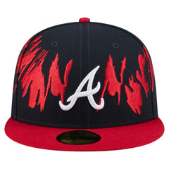 Atlanta Braves Retro Pattern 59FIFTY Fitted Hat Navy/Red