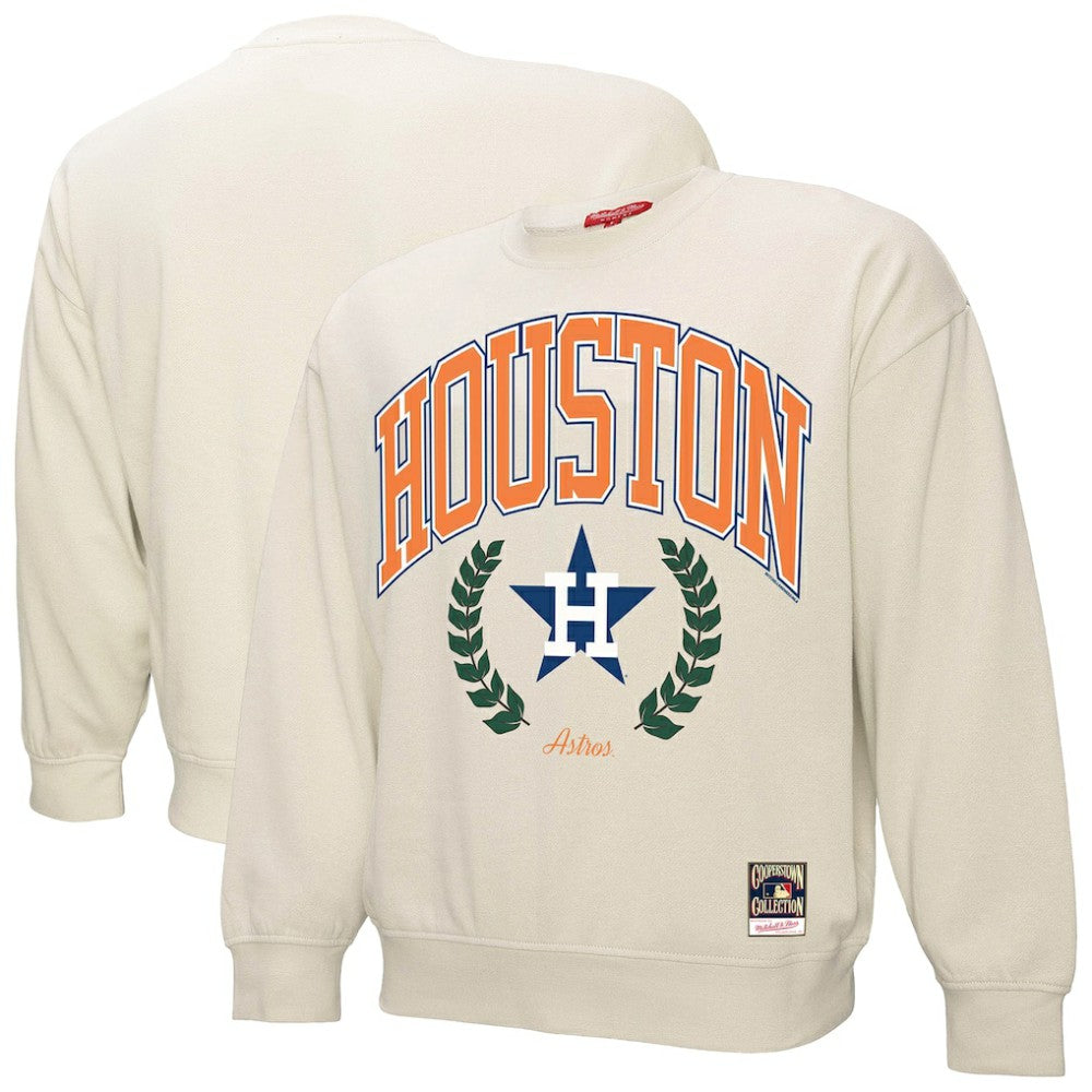 Houston Astros Women's Cooperstown Collection Laurel Crew Pullover Sweatshirt Cream