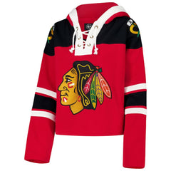 Chicago Blackhawks '47 Women's Cropped Superior Lacer Pullover Hoodie - Red Hoodies
