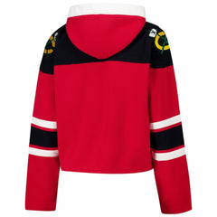 Chicago Blackhawks '47 Women's Cropped Superior Lacer Pullover Hoodie - Red Hoodies