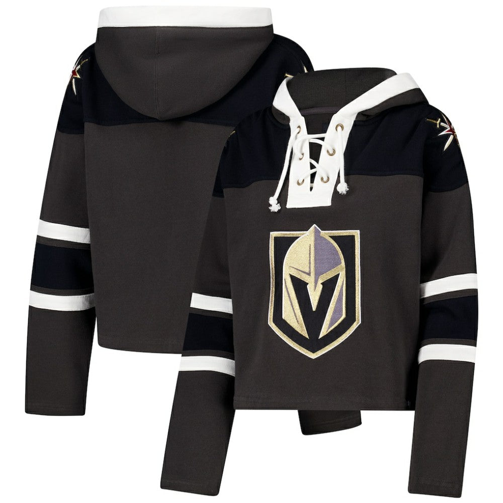 Vegas Golden Knights '47 Women's Cropped Superior Lacer Pullover Hoodie - Charcoal Hoodies