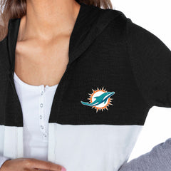 Miami Dolphins Gameday Couture Women's Tri-Blend Color Block Lightweight Cardigan Hoodie - Black cheap