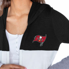 Tampa Bay Buccaneers Gameday Couture Women's Tri-Blend Color Block Lightweight Cardigan Hoodie - Black for sale