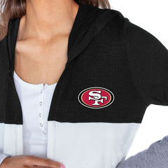 San Francisco 49ers Gameday Couture Women's Tri-Blend Color Block Lightweight Cardigan Hoodie - Black discount