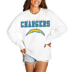Los Angeles Chargers Gameday Couture Women's Big Goals Oversized Long Sleeve T-Shirt - White for sale