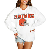 Cleveland Browns Gameday Couture Women's Big Goals Oversized Long Sleeve T-Shirt - White on sale