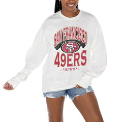 San Francisco 49ers Gameday Couture Women's Time Out Oversized Long Sleeve T-Shirt - White outlet