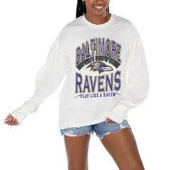 Baltimore Ravens Gameday Couture Women's Time Out Oversized Long Sleeve T-Shirt - White online