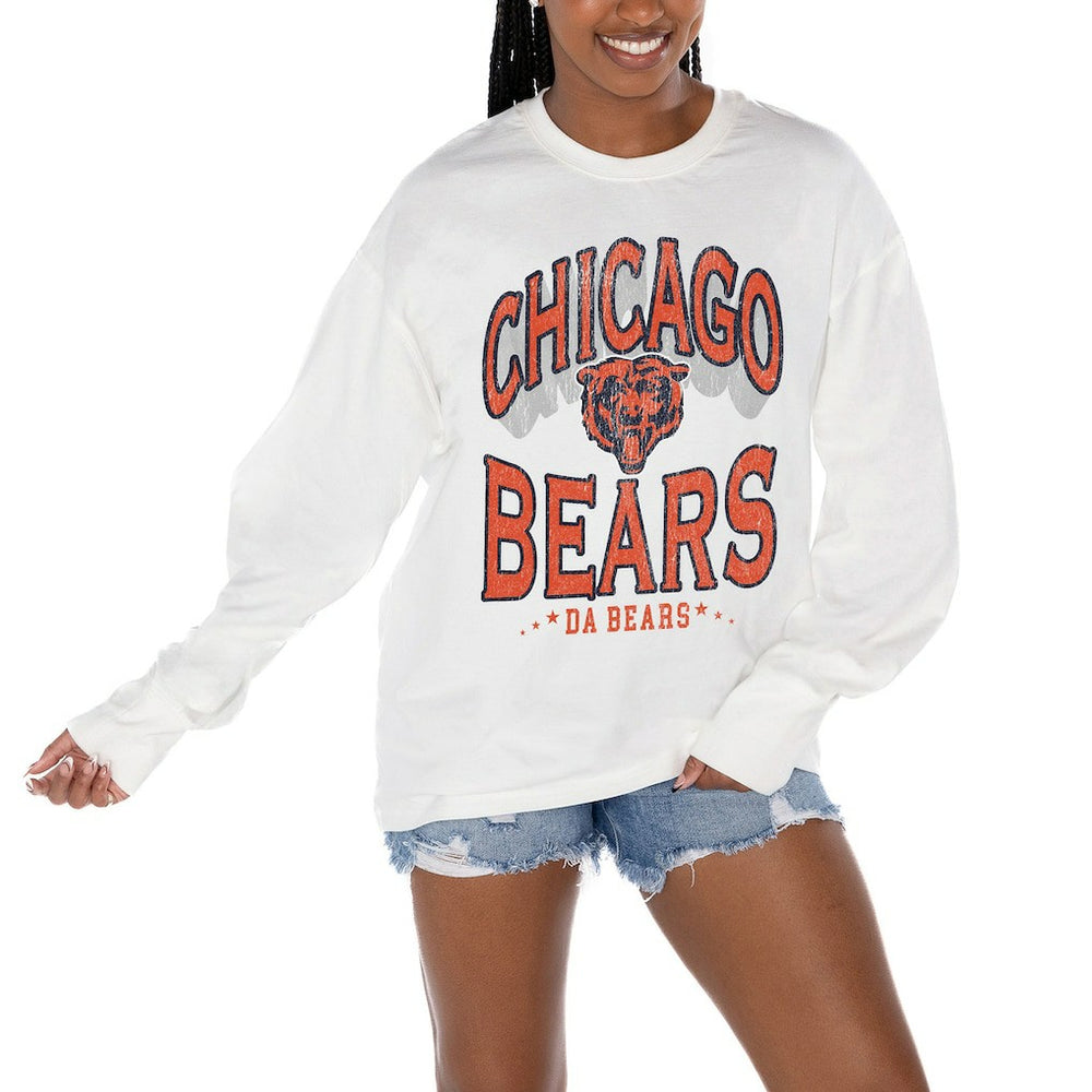 Chicago Bears Gameday Couture Women's Time Out Oversized Long Sleeve T-Shirt - White online