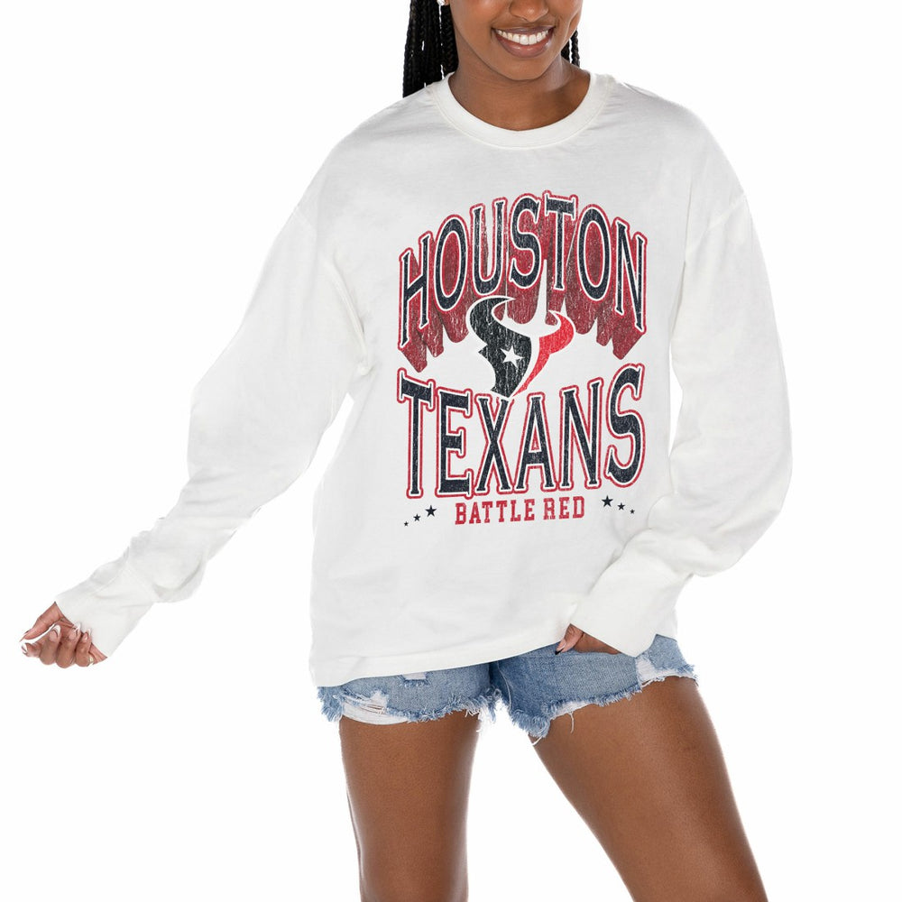 Houston Texans Gameday Couture Women's Time Out Oversized Long Sleeve T-Shirt - White cheap