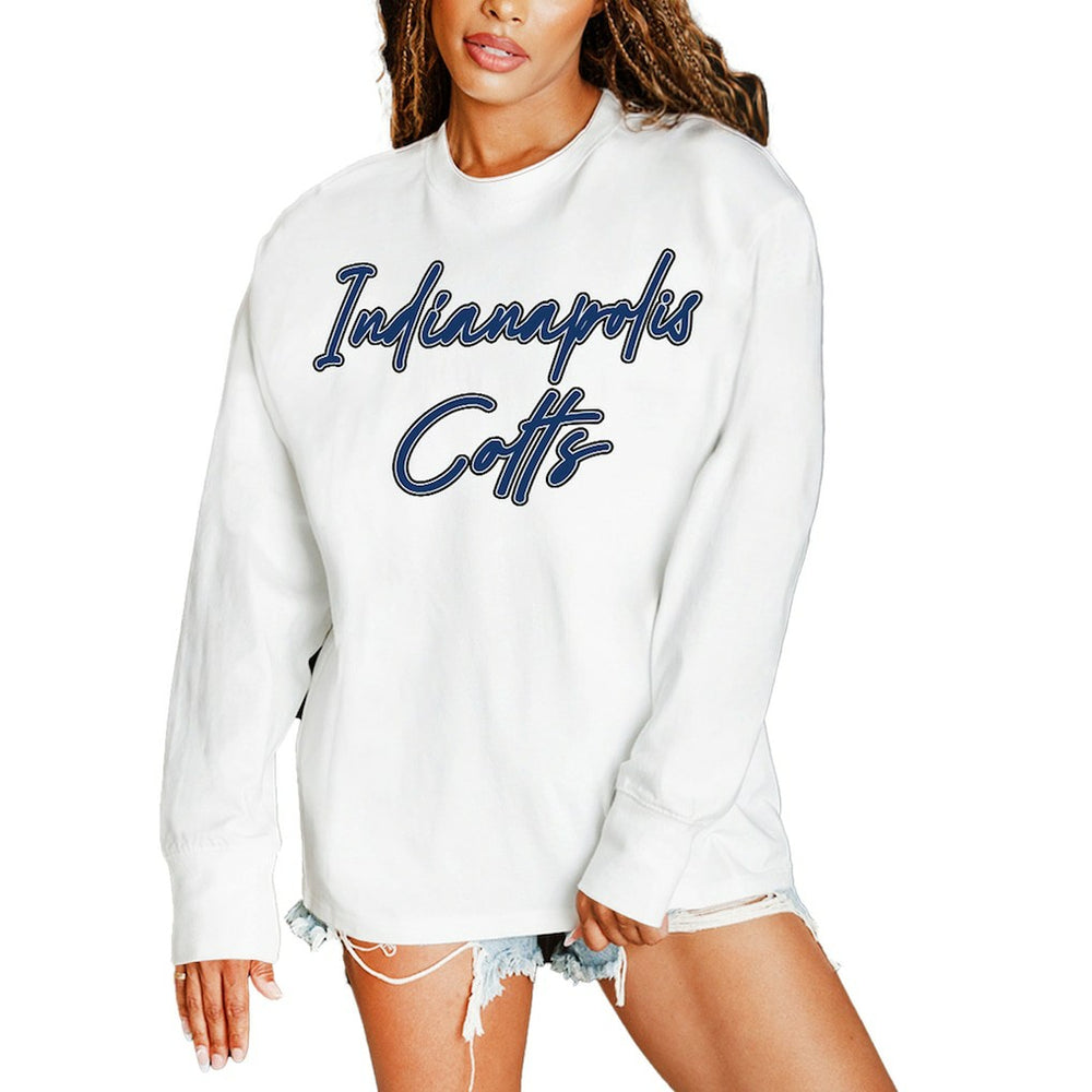 Indianapolis Colts Gameday Couture Women's Classic Comeback Oversized Long Sleeve T-Shirt - White discount