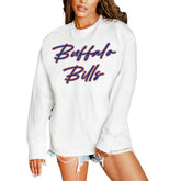 Buffalo Bills Gameday Couture Women's Classic Comeback Oversized Long Sleeve T-Shirt - White cheap