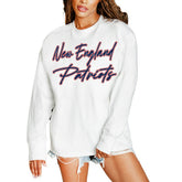 New England Patriots Gameday Couture Women's Classic Comeback Oversized Long Sleeve T-Shirt - White on sale