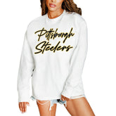 Pittsburgh Steelers Gameday Couture Women's Classic Comeback Oversized Long Sleeve T-Shirt - White outlet