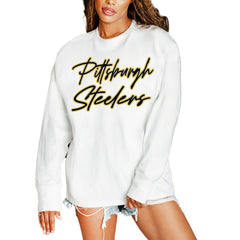 Pittsburgh Steelers Gameday Couture Women's Classic Comeback Oversized Long Sleeve T-Shirt - White outlet