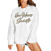 New Orleans Saints Gameday Couture Women's Classic Comeback Oversized Long Sleeve T-Shirt - White cheap