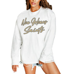New Orleans Saints Gameday Couture Women's Classic Comeback Oversized Long Sleeve T-Shirt - White cheap