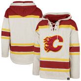 Calgary Flames '47 Rockaway Lacer Pullover Hoodie - Oatmeal Hoodies