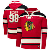 Connor Bedard Chicago Blackhawks '47 Big & Tall Lace-up Pullover Hoodie - Red Hoodies