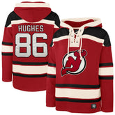 Jack Hughes New Jersey Devils '47 Big & Tall Lace-up Pullover Hoodie - Red Jerseys
