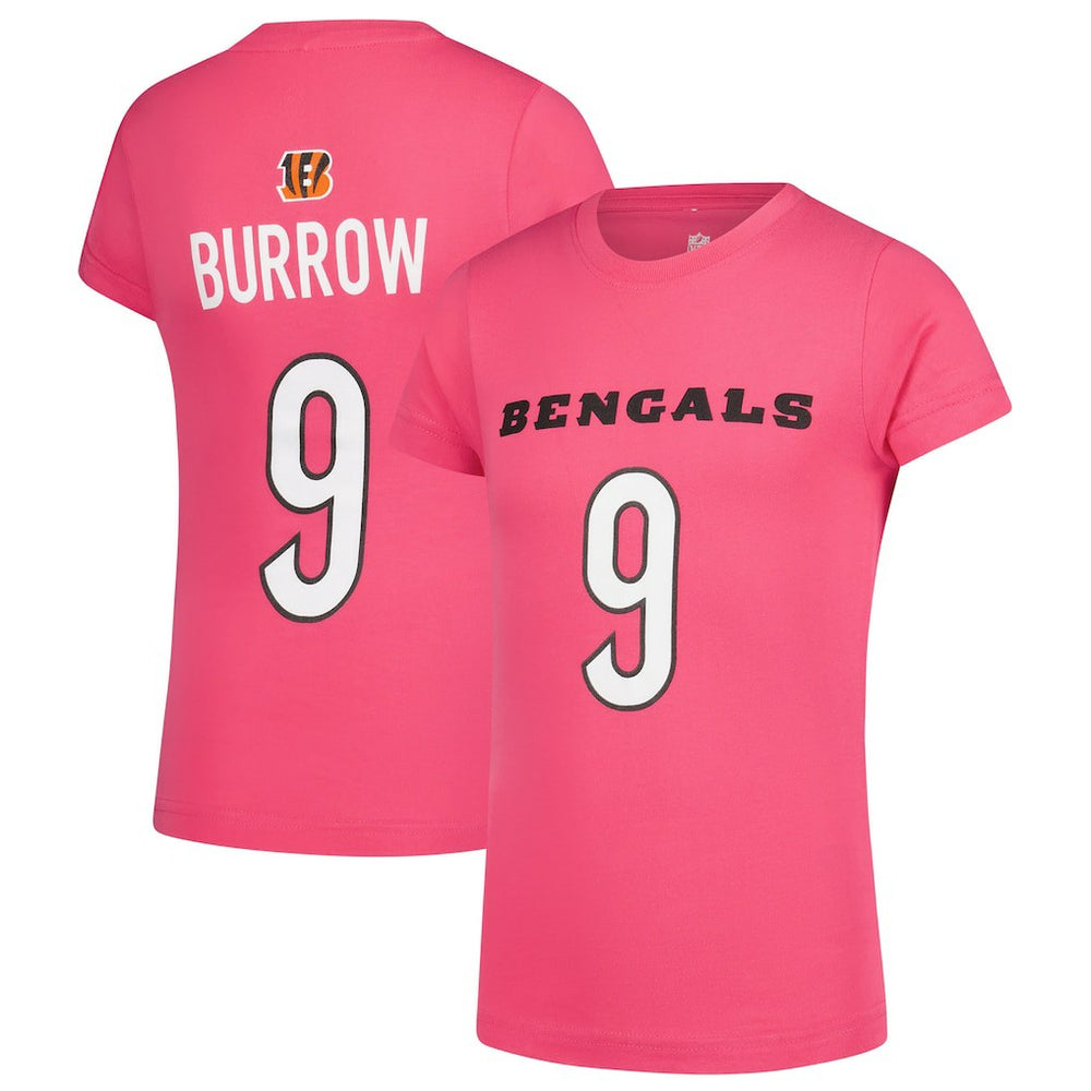 Joe Burrow Cincinnati Bengals Girls Youth Player Name & Number T-Shirt - Pink cheap