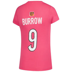Joe Burrow Cincinnati Bengals Girls Youth Player Name & Number T-Shirt - Pink cheap