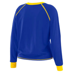 Los Angeles Rams WEAR by Erin Andrews Women's Plus Size Tie-Front Long Sleeve Top - Royal/Gold discount