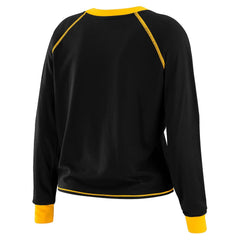 Pittsburgh Steelers WEAR by Erin Andrews Women's Plus Size Tie-Front Long Sleeve Top - Black/Gold cheap