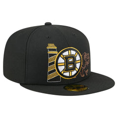 Boston Bruins New Era State Stitch 59FIFTY Fitted Hat - Black Hats