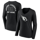 Arizona Cardinals Women's Personalized Name & Number Monochrome Long Sleeve V-Neck T-Shirt - Black discount