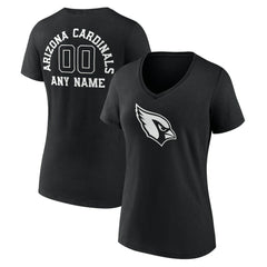 Arizona Cardinals Women's Personalized Name & Number Monochrome V-Neck T-Shirt - Black for sale