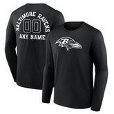Baltimore Ravens Personalized Name & Number Monochrome Long Sleeve T-Shirt - Black for sale