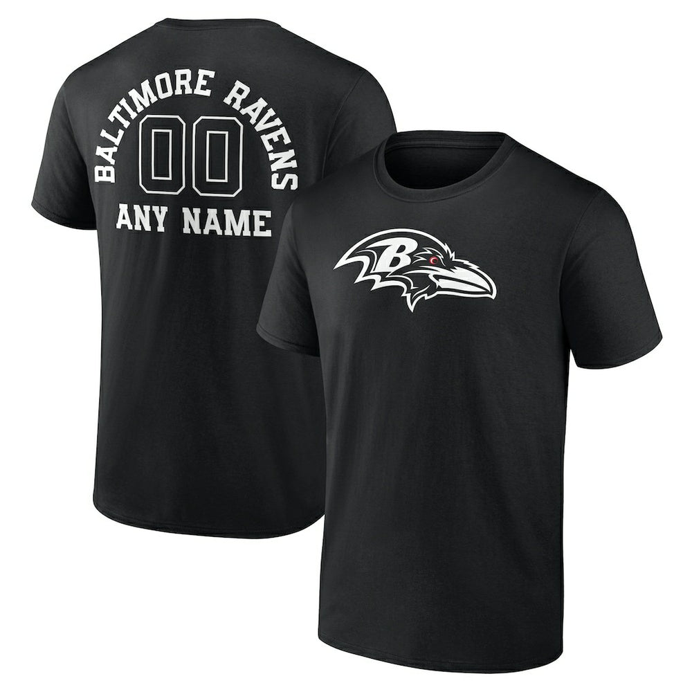 Baltimore Ravens Personalized Name & Number Monochrome T-Shirt - Black discount