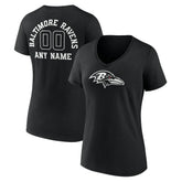 Baltimore Ravens Women's Personalized Name & Number Monochrome V-Neck T-Shirt - Black sale