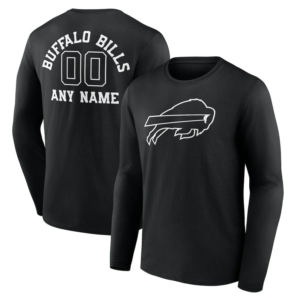 Buffalo Bills Personalized Name & Number Monochrome Long Sleeve T-Shirt - Black online