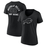 Buffalo Bills Women's Personalized Name & Number Monochrome V-Neck T-Shirt - Black on sale