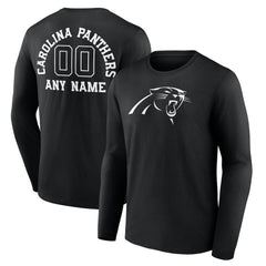 Carolina Panthers Personalized Name & Number Monochrome Long Sleeve T-Shirt - Black online