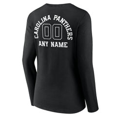 Carolina Panthers Women's Personalized Name & Number Monochrome Long Sleeve V-Neck T-Shirt - Black discount