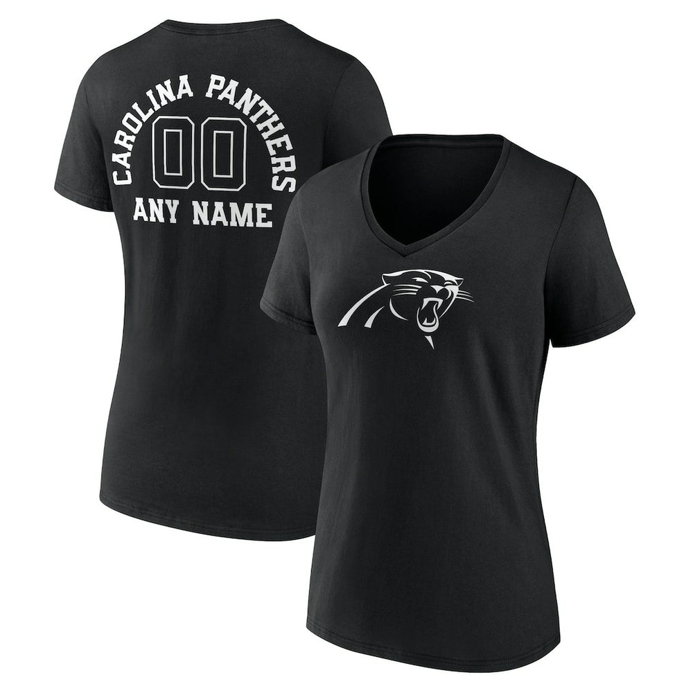 Carolina Panthers Women's Personalized Name & Number Monochrome V-Neck T-Shirt - Black outlet