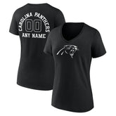 Carolina Panthers Women's Personalized Name & Number Monochrome V-Neck T-Shirt - Black outlet
